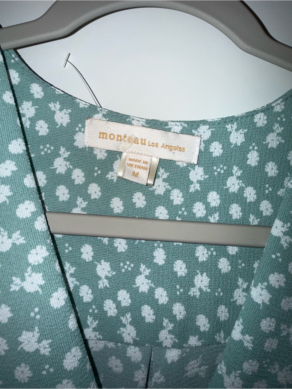 Monteau Mint Green Floral Wrap-Style Dress - Picture 4 of 5
